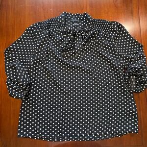 A Love Story Black and White Polka Dot Top Size Large